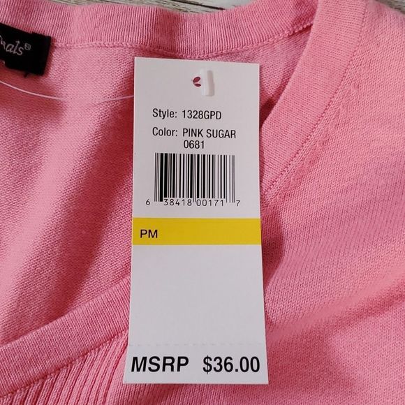 NEW Designers Originals Pink Short Sleeve Sweater Cotton Stretch Petite Medium - Picture 6 of 9